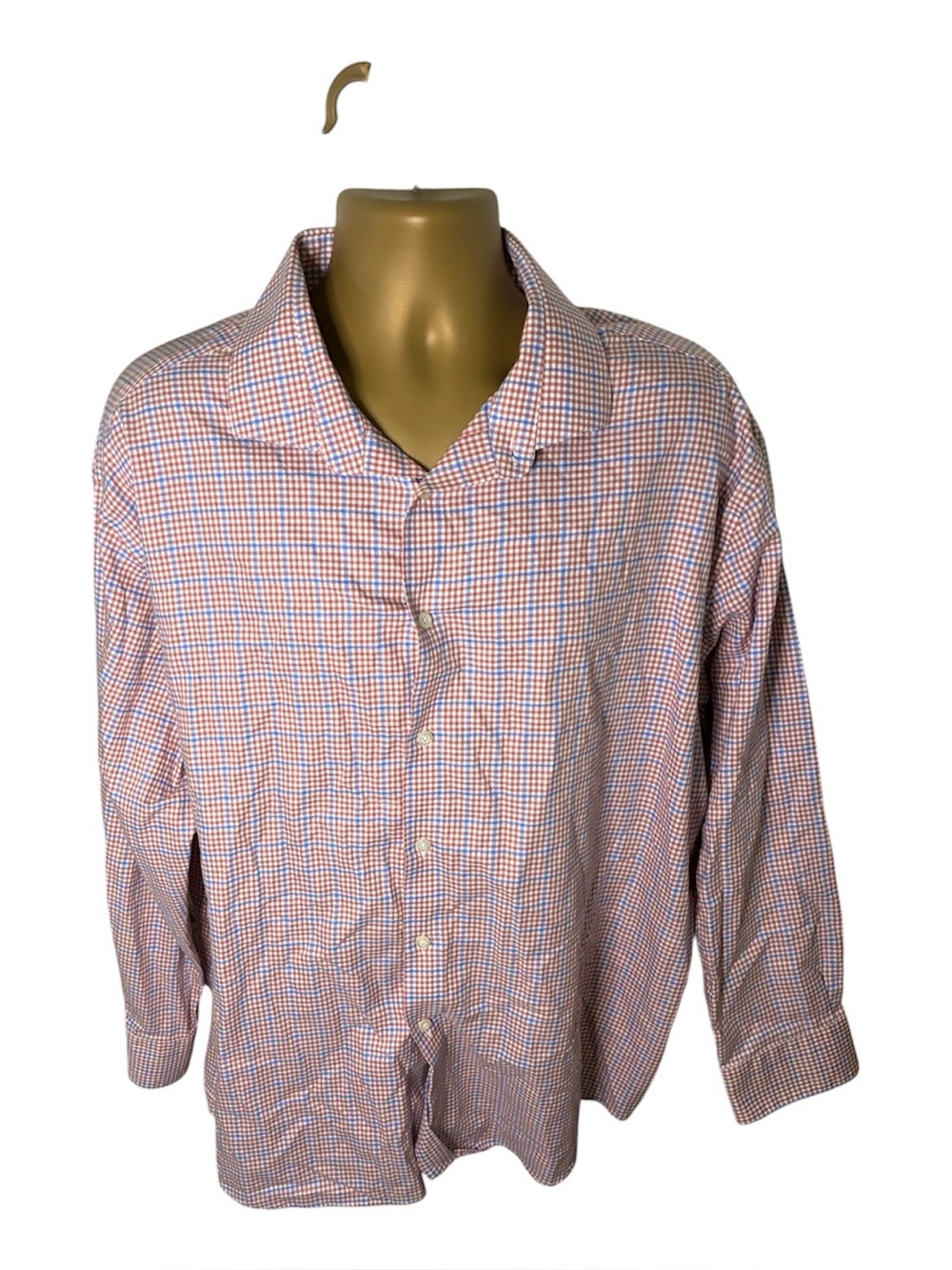 Pronto Uomo Plaid Dress Shirt Non-Iron Slim Fit Red Blue White 19 34/35